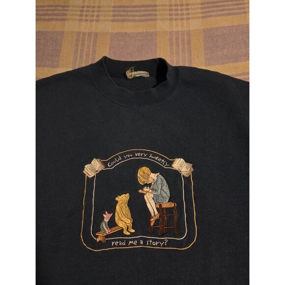 VINTAGE Winnie The Pooh Classic Disney Sweatshirt Crewneck Read Story 90s Y2k - Picture 1 of 5